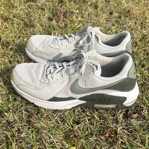 Nike Air Max White and Olive Sneakers